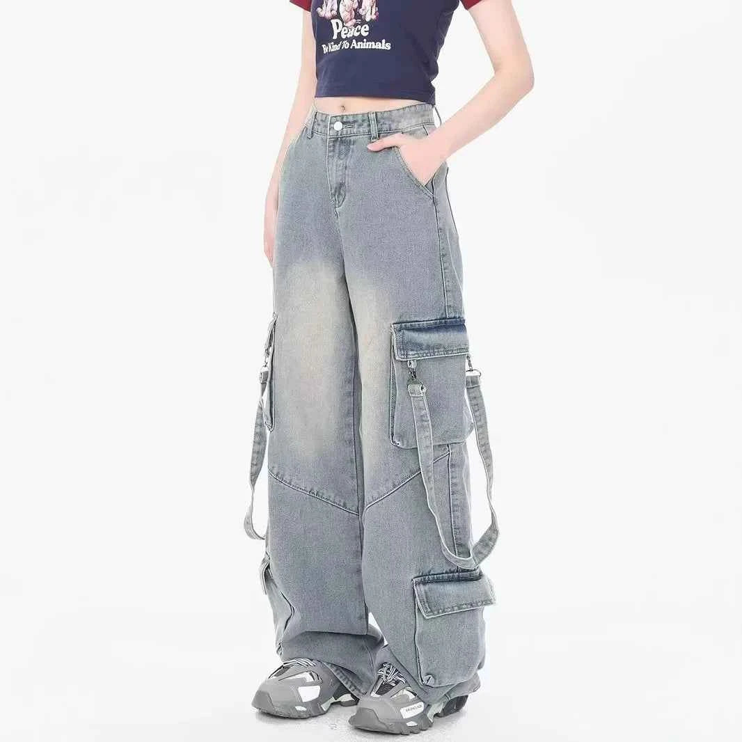 Vintage Cool Distressed Loose Fit Cargo Jeans