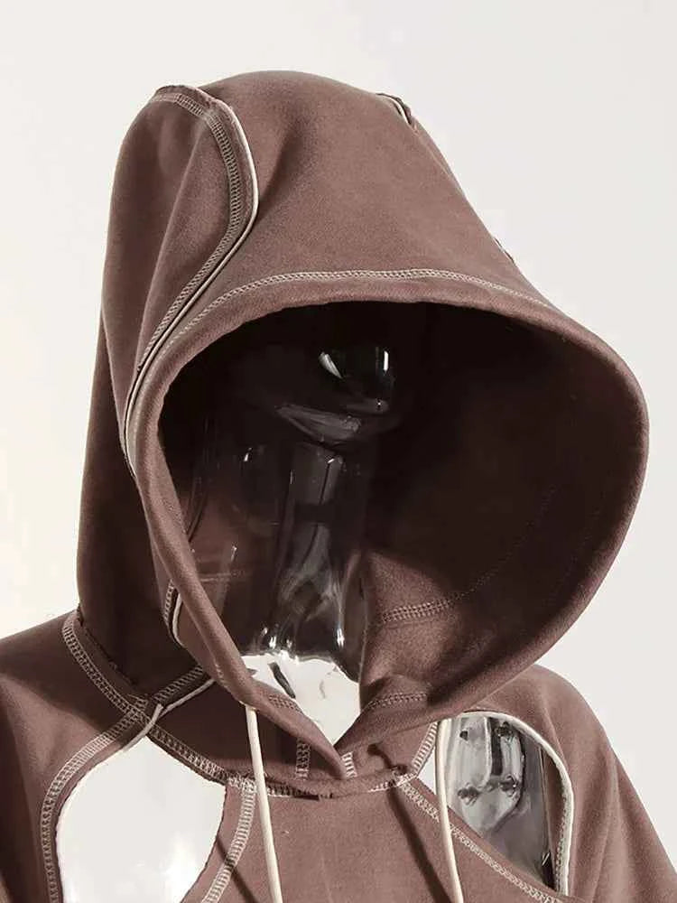 Y2K Contrast Color Open Line Hoodie