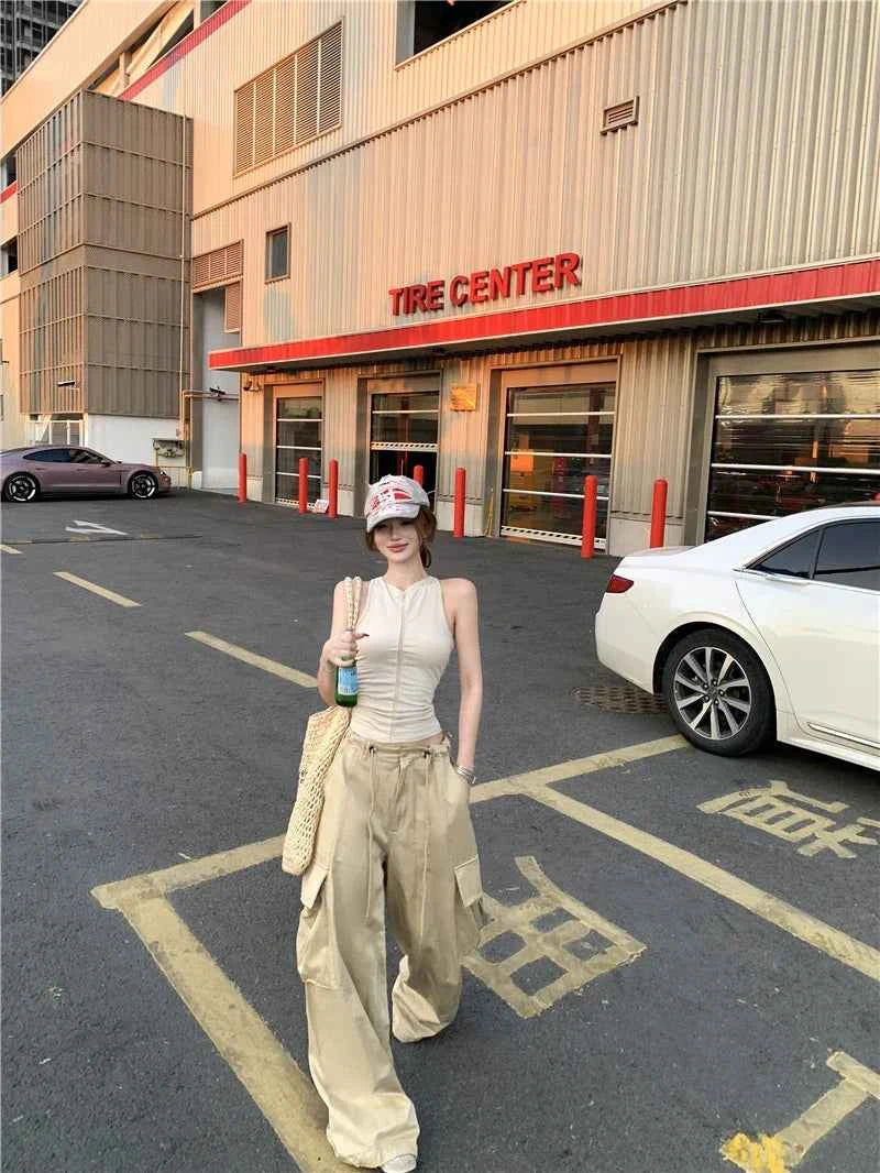 Adjustable Waist Baggy Cargo Pants
