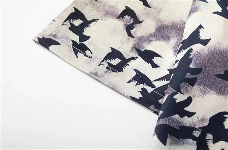 Y2K Tropical Bird Print Hawaiian Aloha Shirt