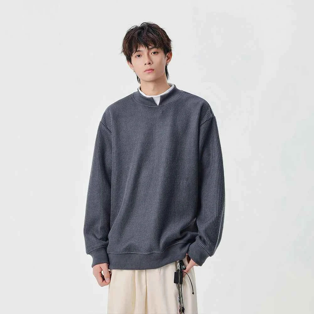 Streetwear Winter Mock Neck Knit Sweatshirt