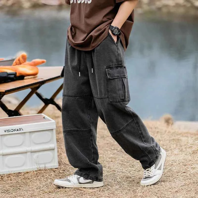 Retro Vintage Washed Water Workwear Baggy Jeans