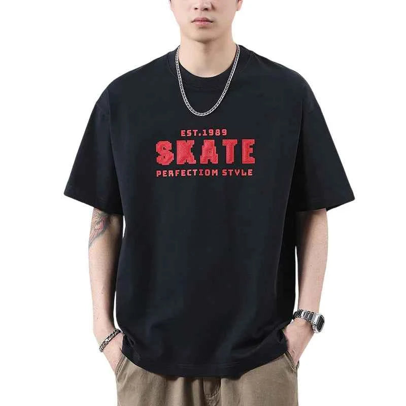 High-End American Style Knitted Print T-Shirt