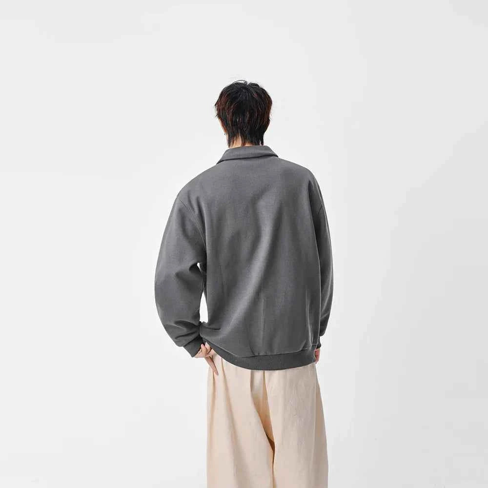 Classic Casual Long Sleeve Polo Sweatshirt