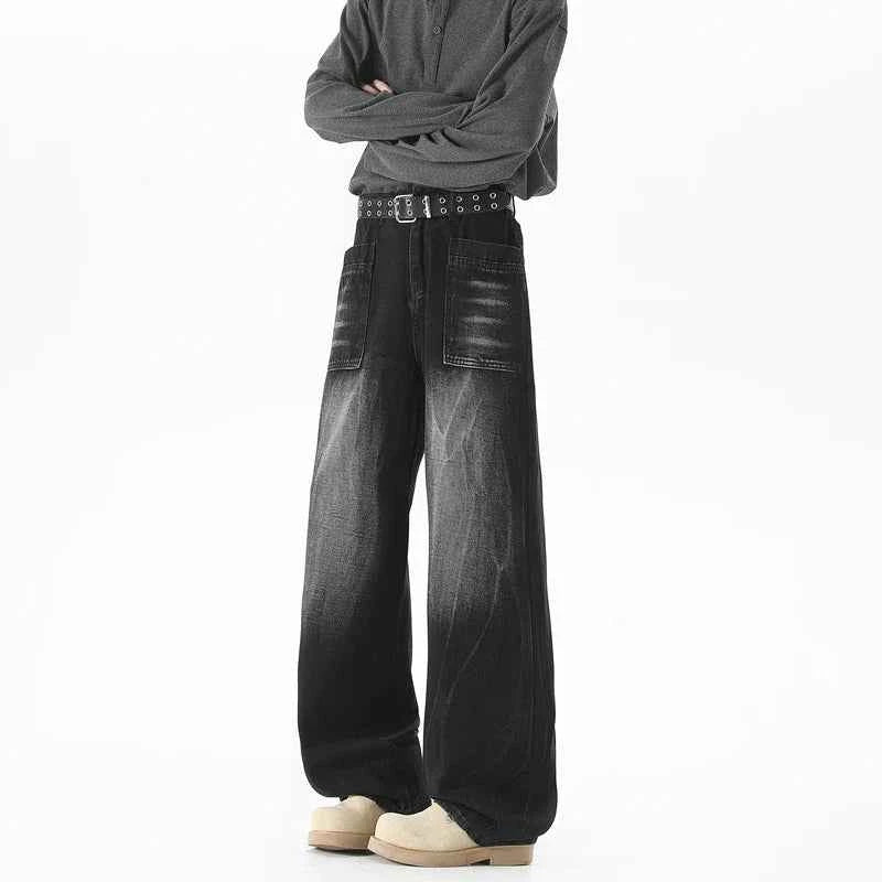 Streetwear Black Washed Baggy Denim Jeans