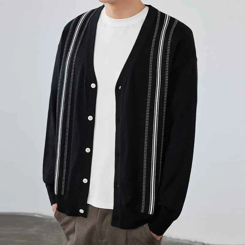 Retro Korean Style Patchwork Long Sleeve Cardigan