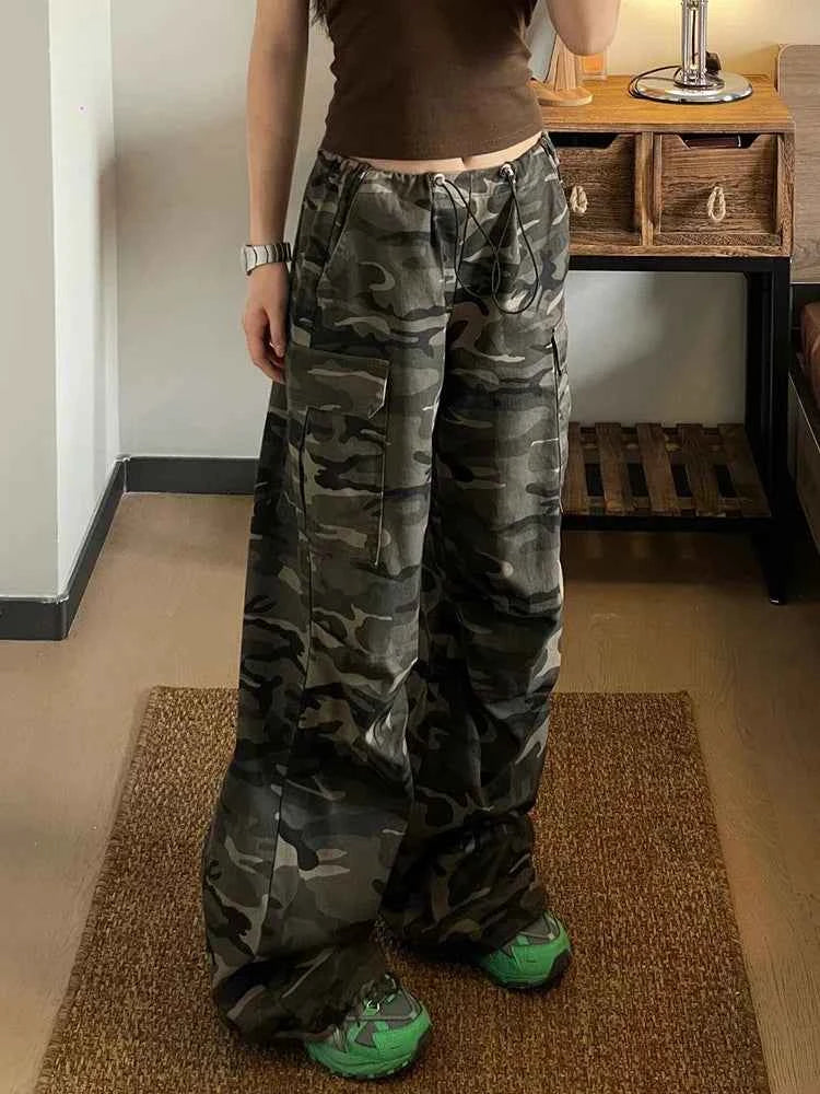 Women Vintage Loose Camouflage Cargo Pants