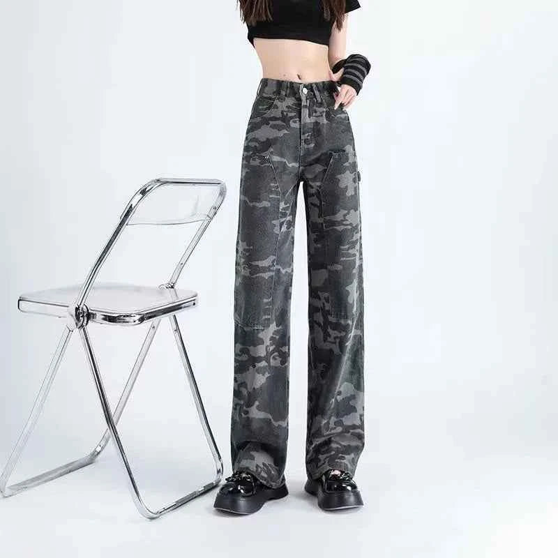Y2K Camouflage High Waisted Wide Leg Jeans