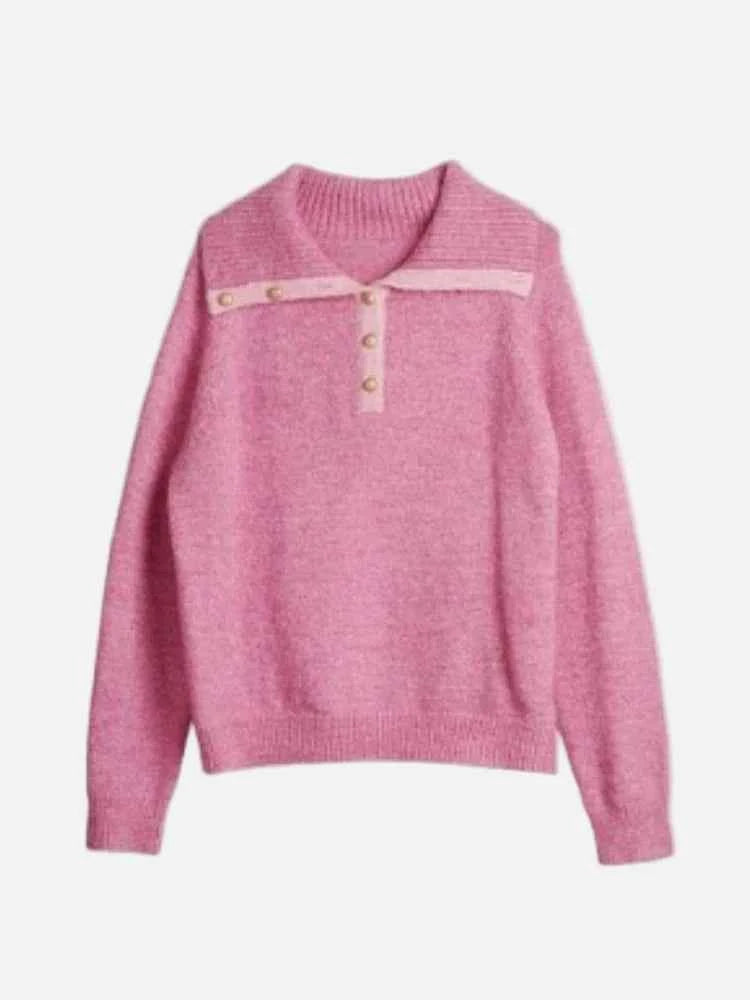 Warm Knit Casual Turn Down Collar Sweater