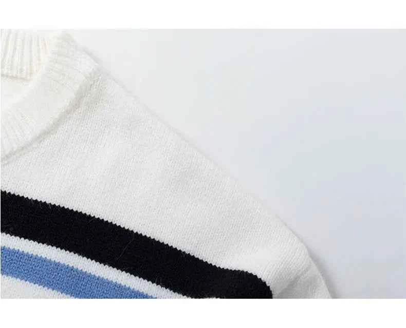 Streetwear Striped Knit Casual Sweater