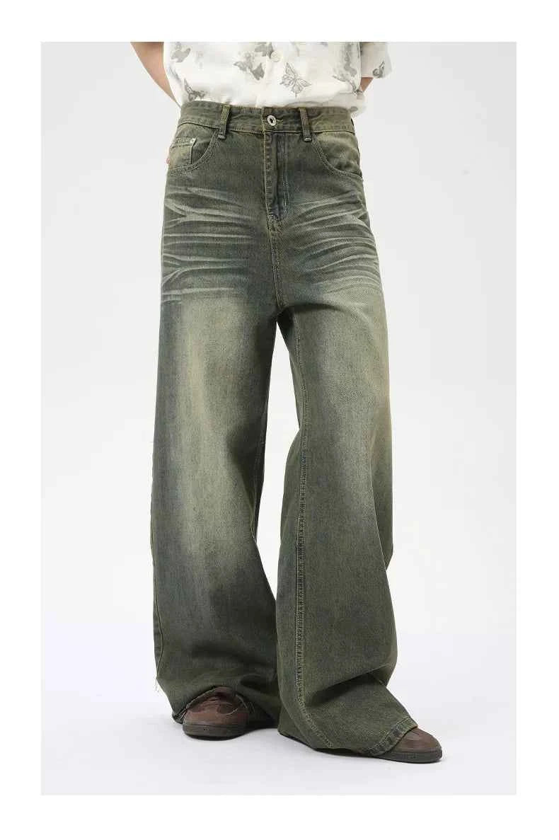 Flexible Vintage Distressed Loose Wide Leg Jeans