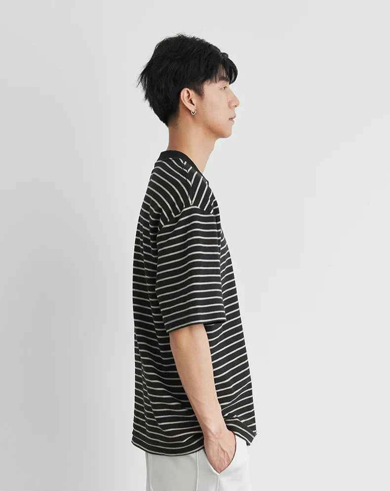Y2k Men's Cool Comfortable Striped Short Sleeve T-Shirt
