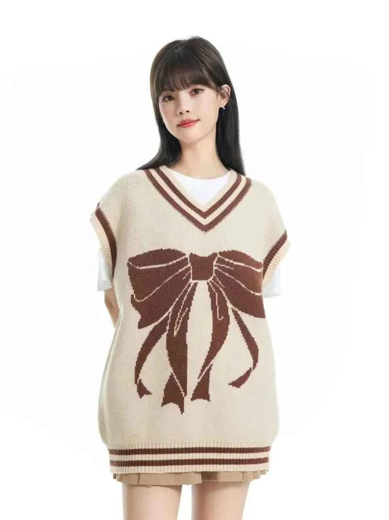 Women Trend Basic Jacquard Bow Sweater
