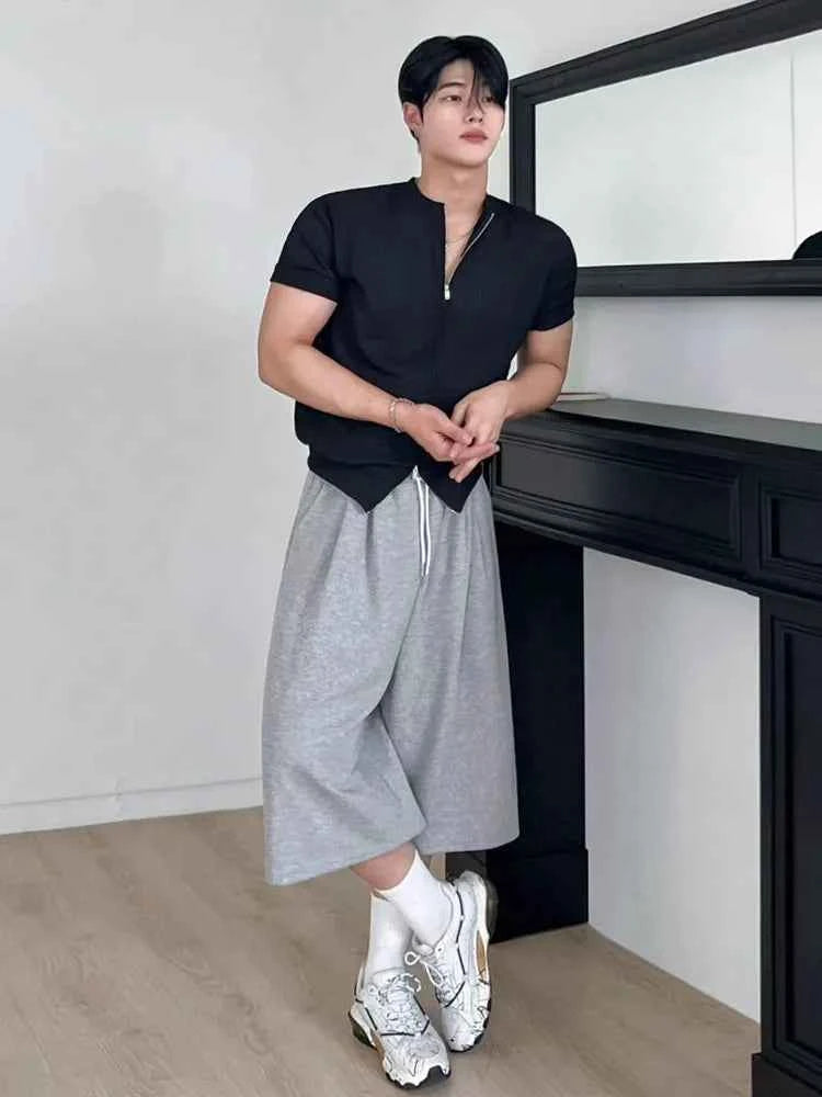 Soft Gray Loose Casual Drawstring Jorts