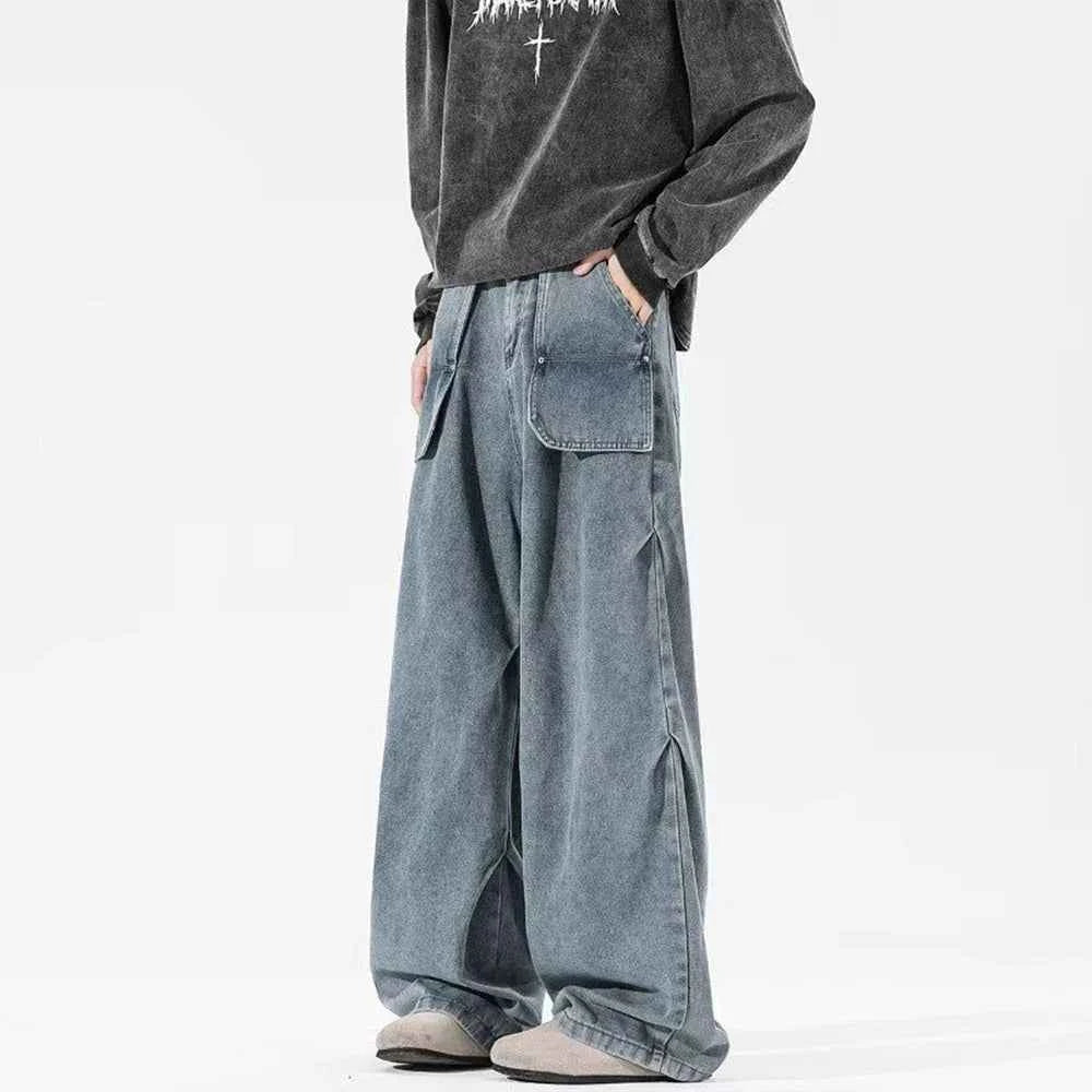 Retro Washed American Style Simple Loose Jeans
