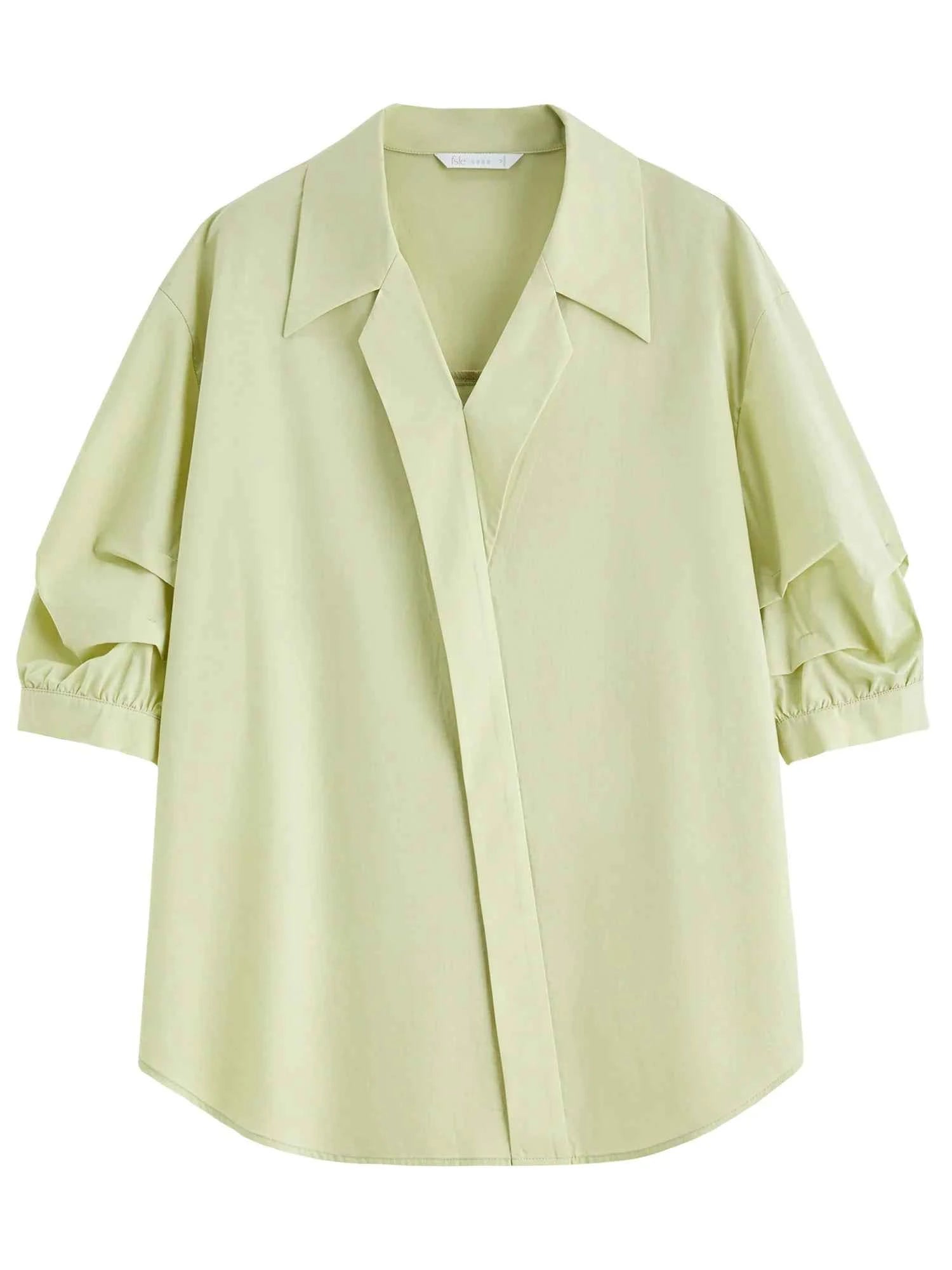 Women Elegant French Style V-Neck Blouse Shirt