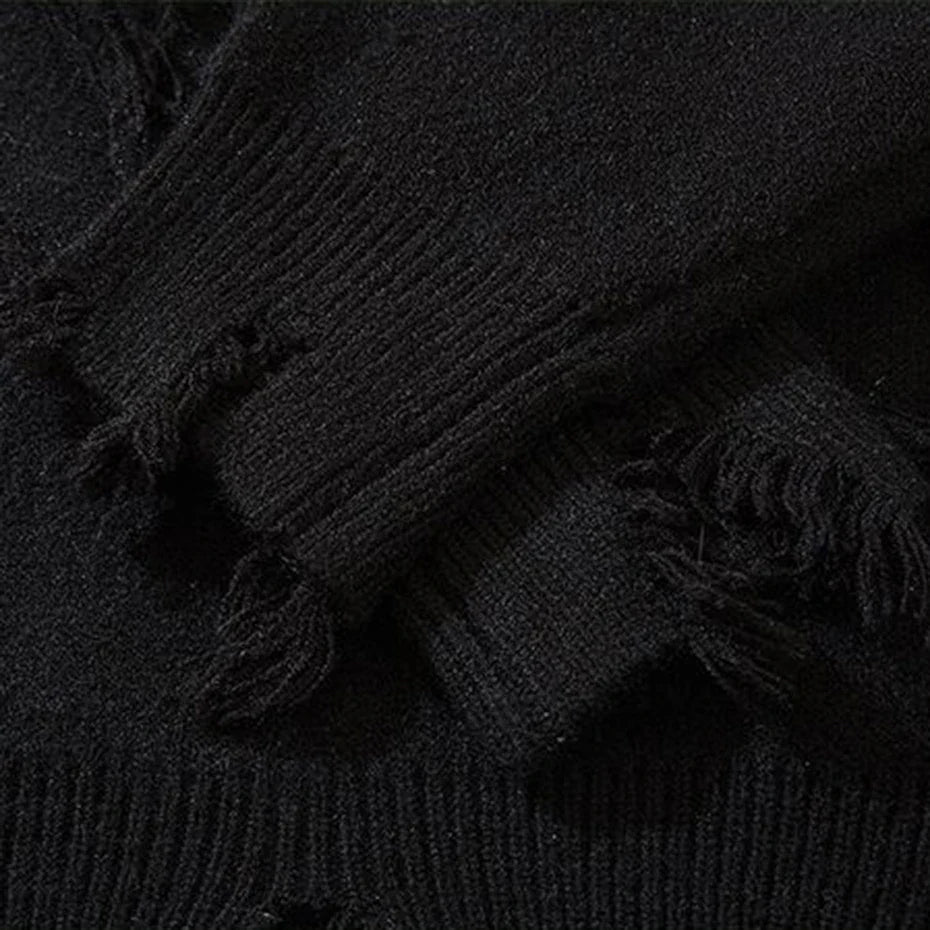 Distressed Gothic Skull Knitted Sweater