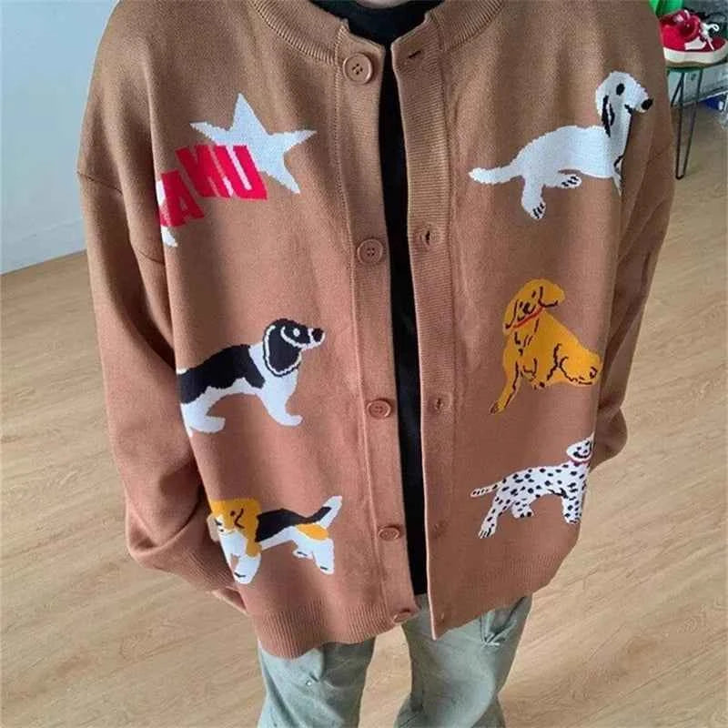 Y2K Cute Cartoon Dog Knitwear Cardigan