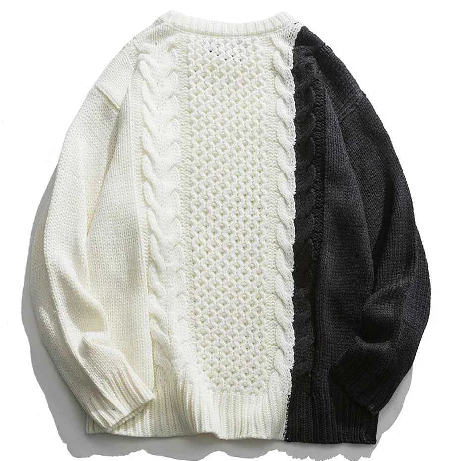 Y2K Unique Cozy Patchwork Knit Casual Sweater