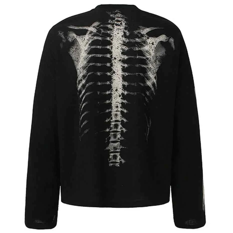 Streetwear Graphic Skeleton Oversized Long Sleeve T-Shirt