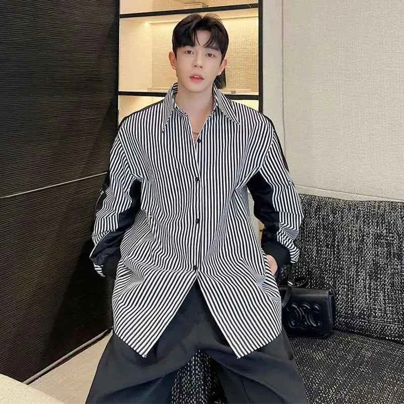 Men Stylish Color Block Long Sleeve Shirt