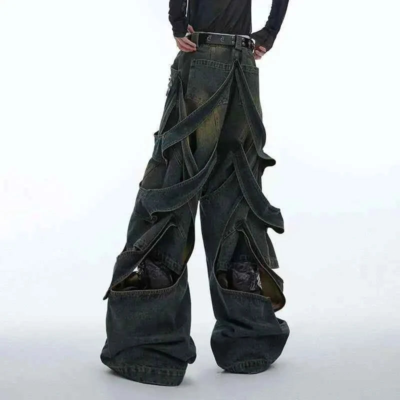 Vintage Patchwork Wornout Hollowed Out Jeans