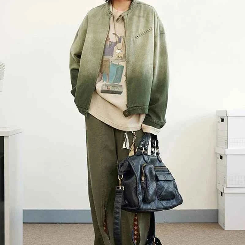 Streetwear Stylish Vintage Korean Gradient Denim Jacket