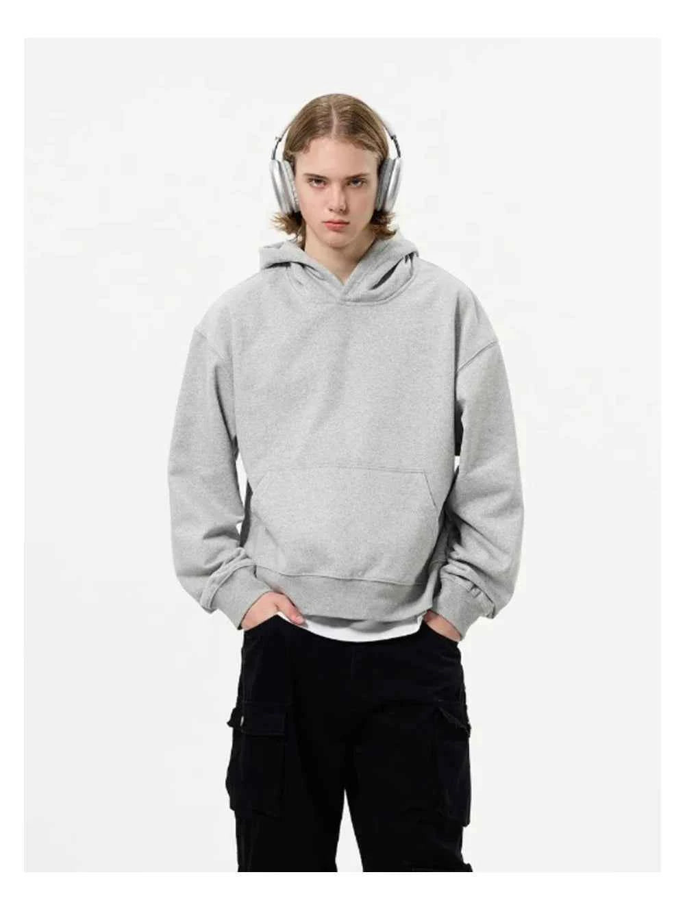 Streetwear Cozy Loose Fit Solid Color Hoodie