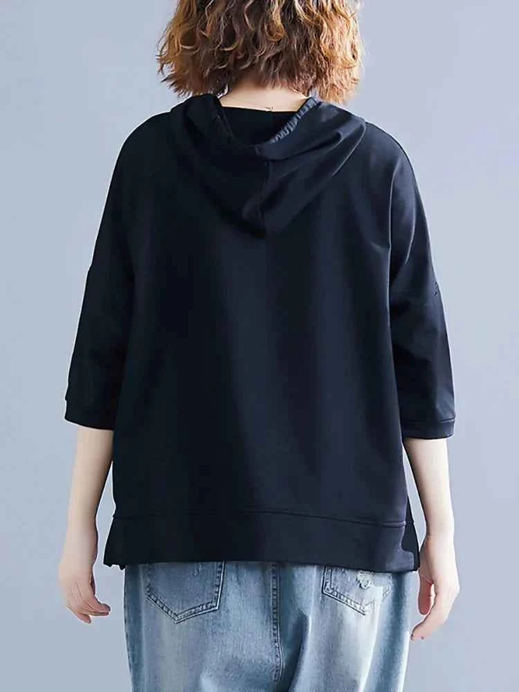 Women Cute Letter Print Casual Hoodied Sweatshirt