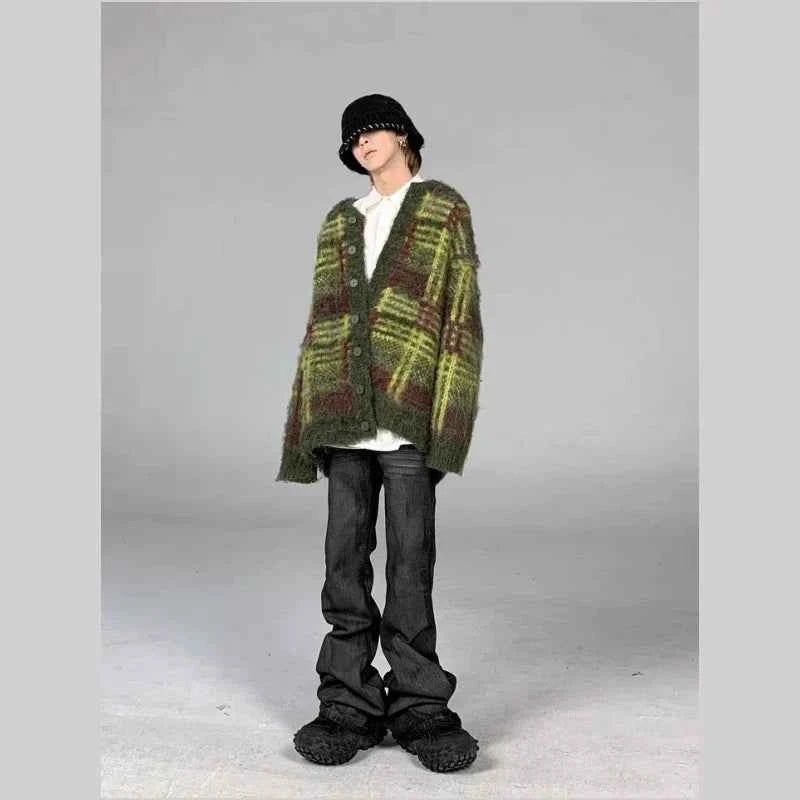 Oversize Striped Green Vintage Cardigan