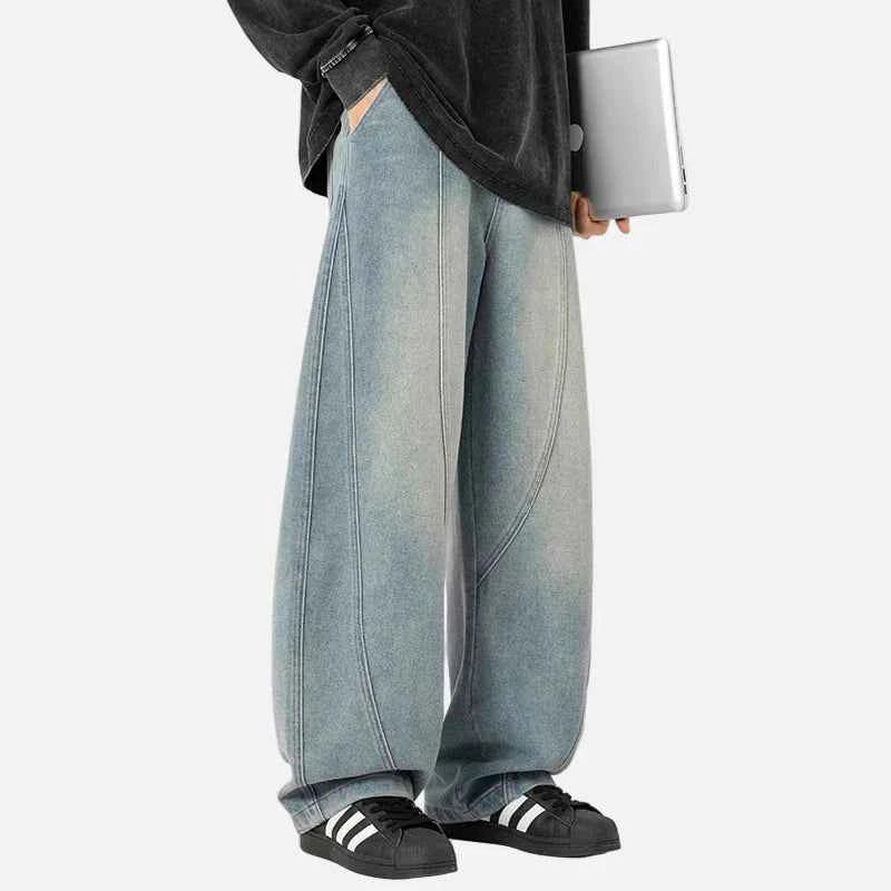 Premium Streetwear Wide Leg Curved Denim Jeans