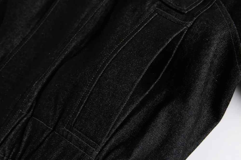 Streetwear Spliced Fake Two Pieces Denim Jacket