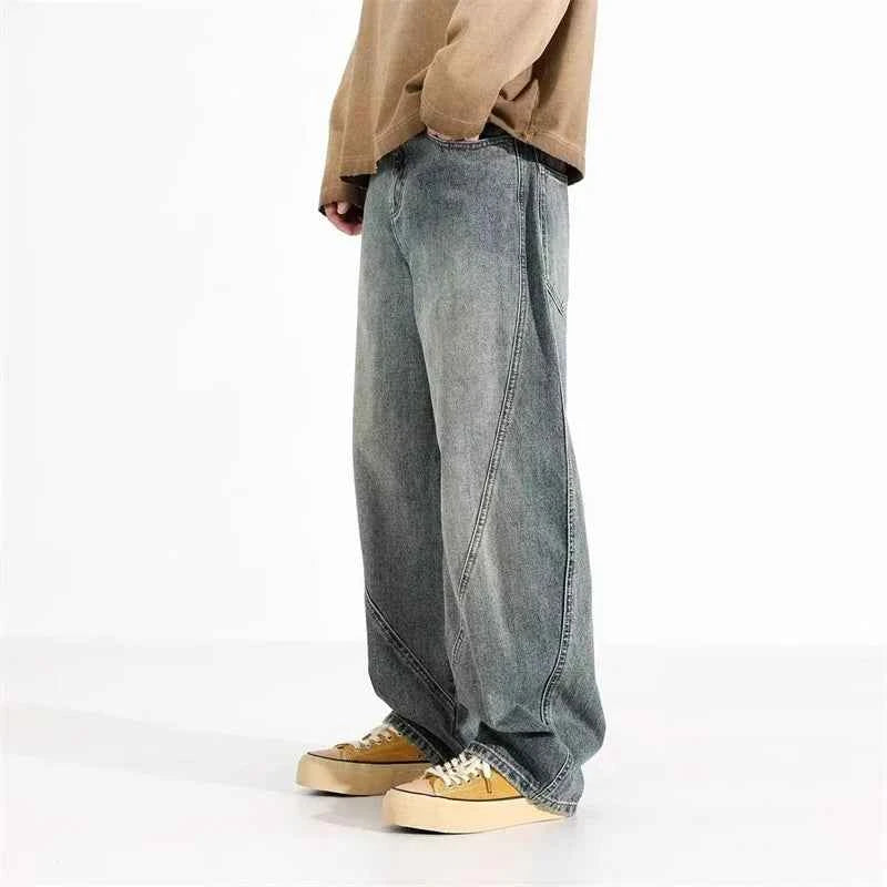 Men's Cool Vintage Straight Wide Leg Denim Jeans
