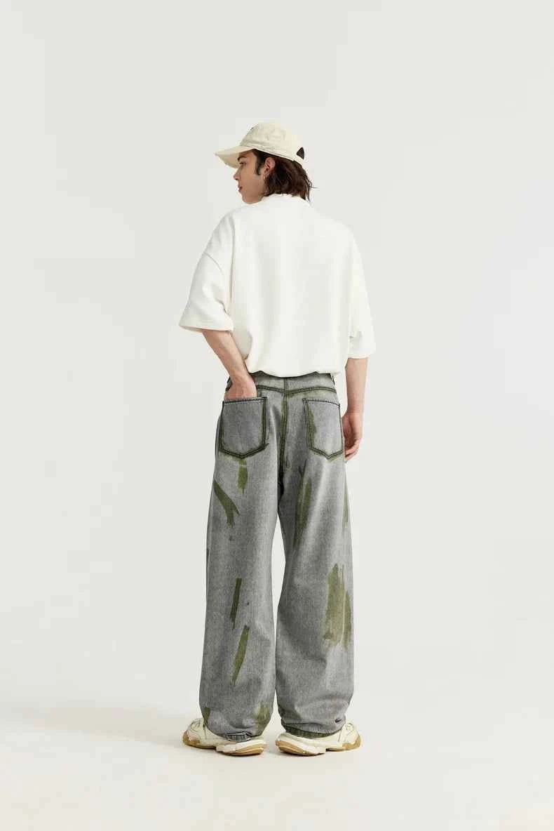 Hand-Painted Wide Leg High Street Jeans