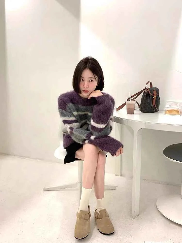 Luxurious Striped Round Neck Sweater