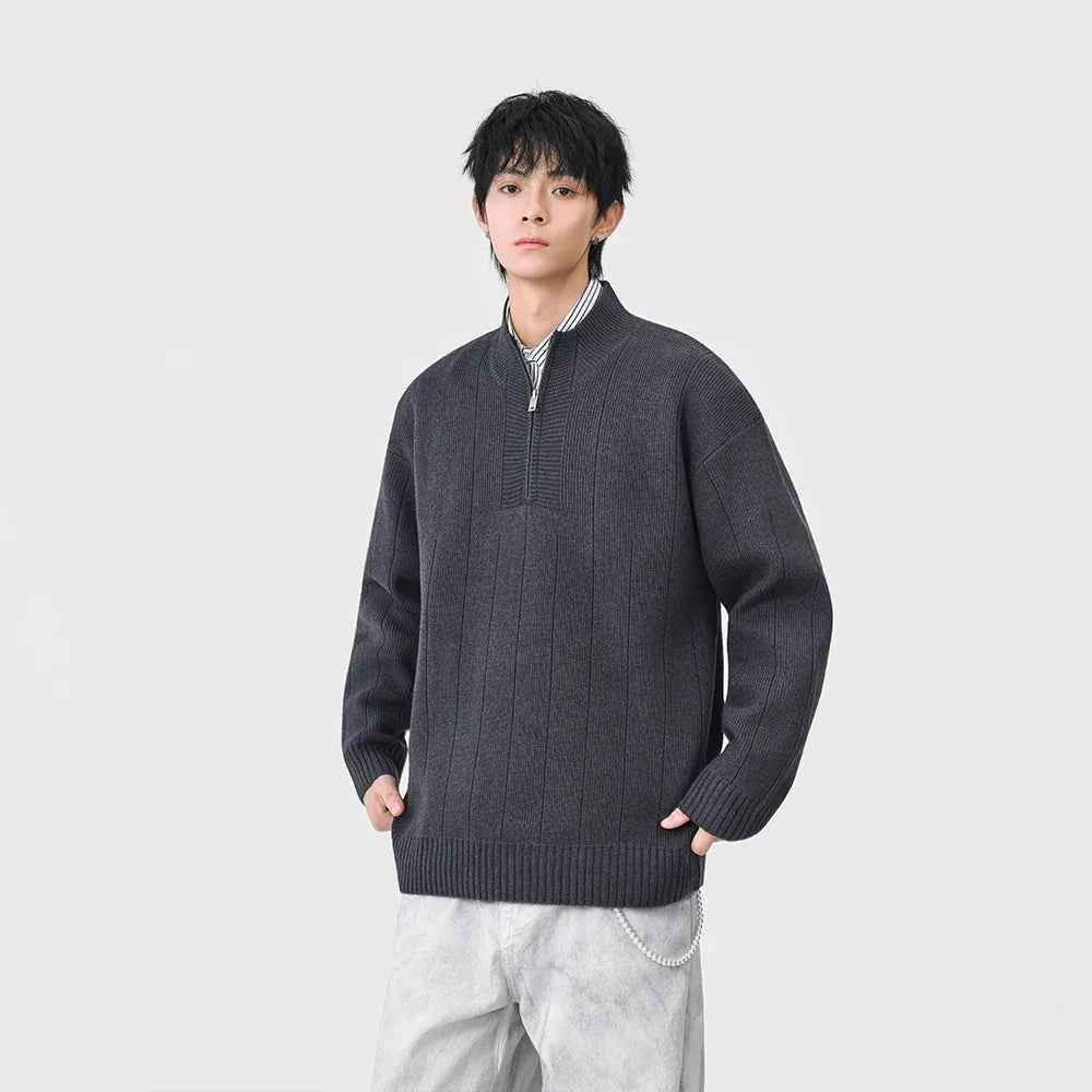 Essential Solid Color Mock Neck Jumper Sweater