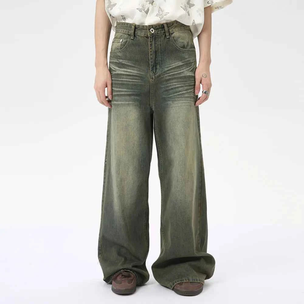 Flexible Vintage Distressed Loose Wide Leg Jeans