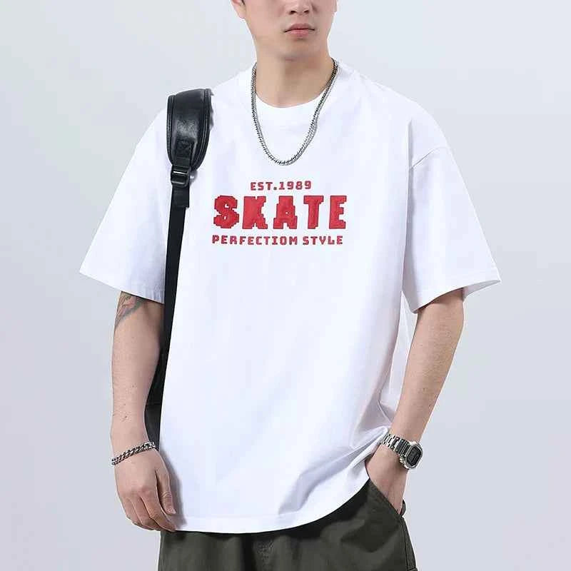 High-End American Style Knitted Print T-Shirt