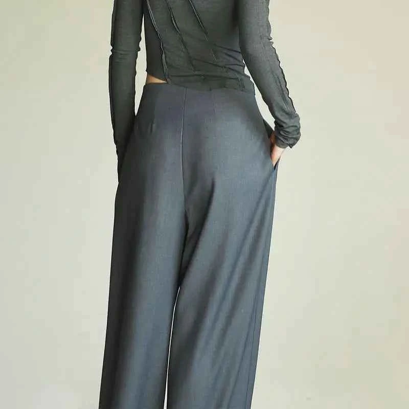 Classic Comfort Draping Effect High Waist Wide Pants