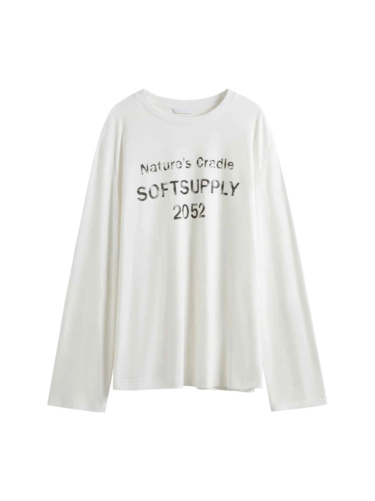 Soft Casual Letter Printed Spring Long Sleeve T-Shirt