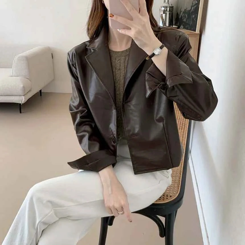 Women Faux Fur Retro Moto Leather Jacket