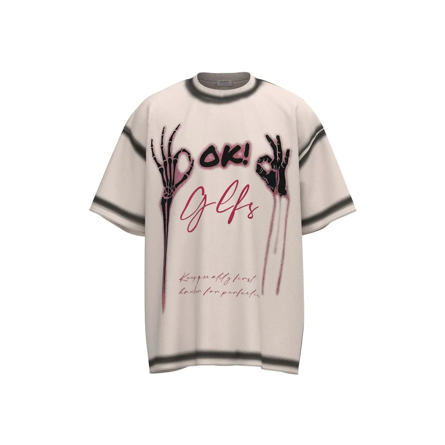 Black Lining Skeleton Hands Graphic T-Shirt