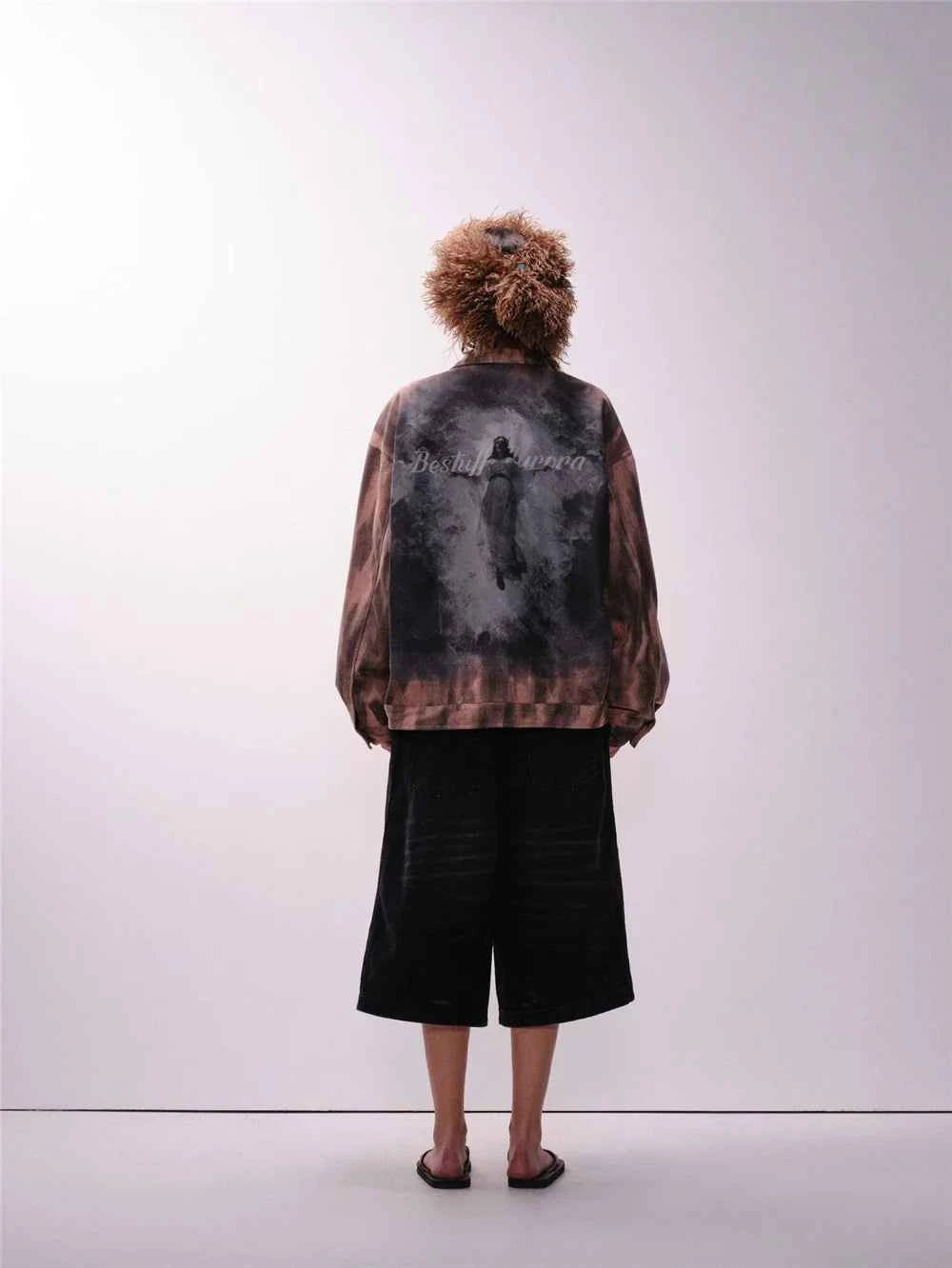 Y2K Unisex Colorful Retro Tie Dye Suede Denim Jacket