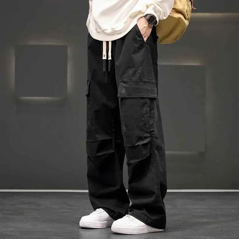 Neutral Loose Fit Wide Leg Cargo Pants