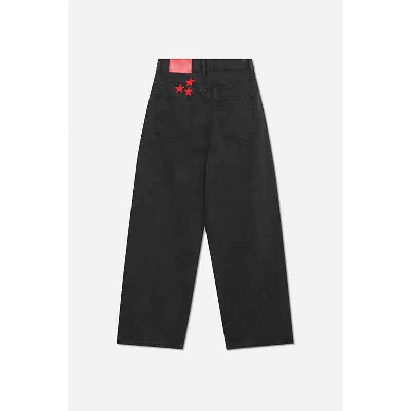 Vintage Streetwear Cool Star Hip Hop Black Straight Jeans
