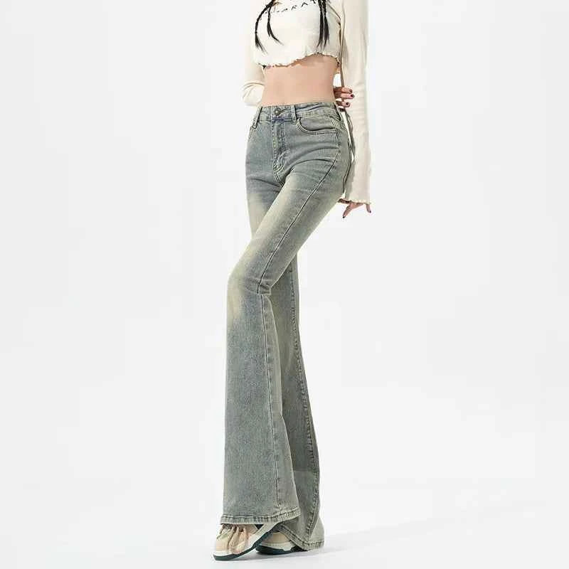 High Waist Vintage Blue Flare Jeans