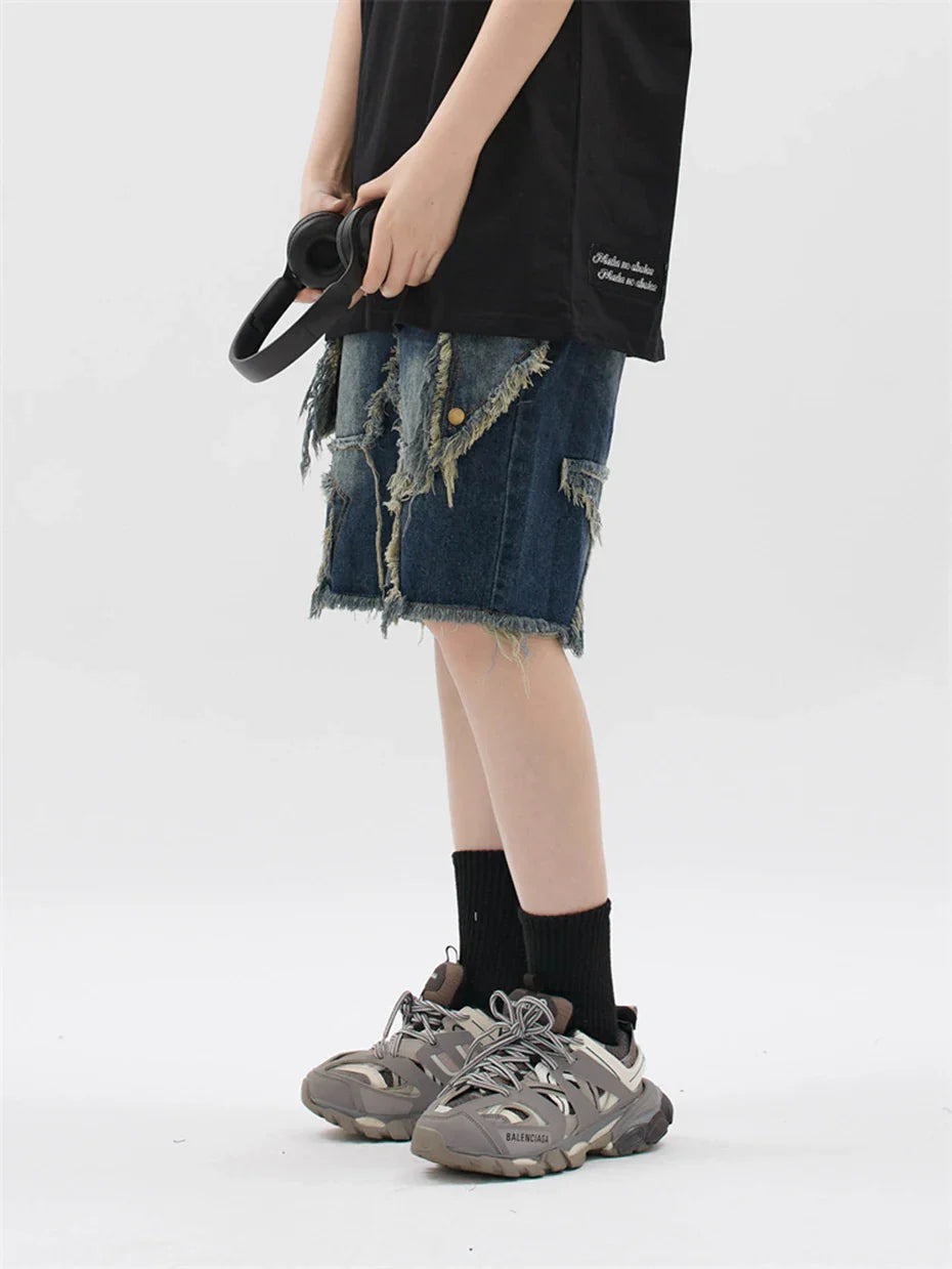 Blue Denim Tassel Star Shorts