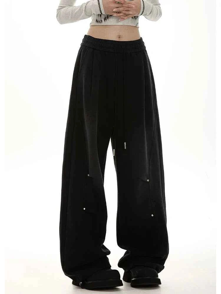 American Streetwear Vintage High Waist Lace-Up Sweatpants