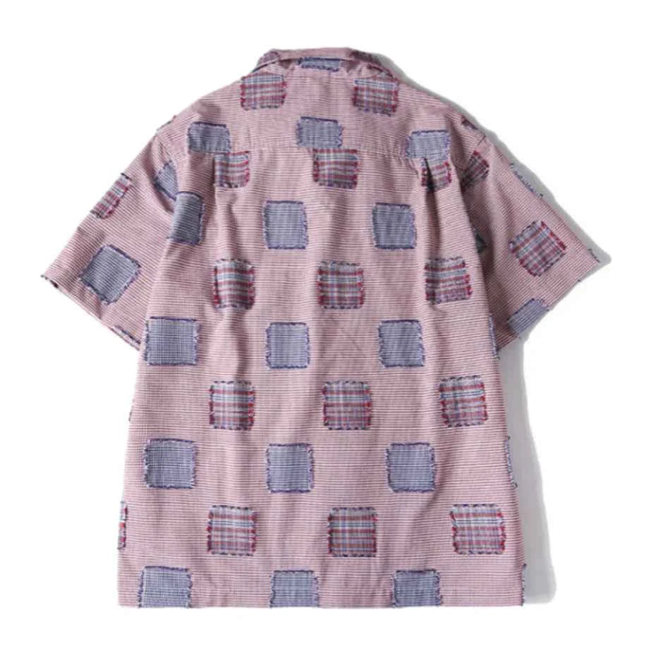 Sweet Oversized Effortless Plaid Patch Cotton Shirt