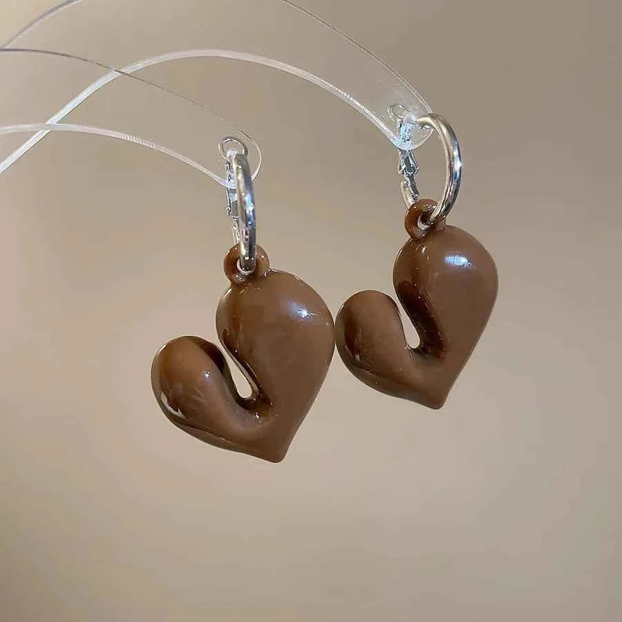 Handmade Vintage Wine Red Heart Earrings